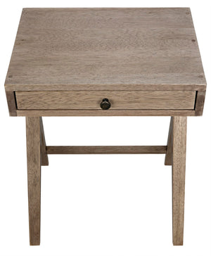 Noir Peter Side Table - Washed Walnut Finish, Modern Design, Compact Storage for Small Spaces & Versatile Use GTAB686WAW