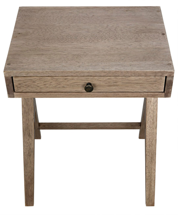 Noir Peter Side Table - Washed Walnut Finish, Modern Design, Compact Storage for Small Spaces & Versatile Use GTAB686WAW