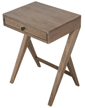 Noir Peter Side Table - Washed Walnut Finish, Modern Design, Compact Storage for Small Spaces & Versatile Use GTAB686WAW