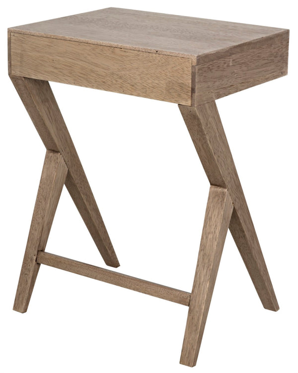 Noir Peter Side Table - Washed Walnut Finish, Modern Design, Compact Storage for Small Spaces & Versatile Use GTAB686WAW