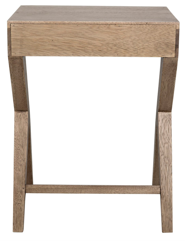 Noir Peter Side Table - Washed Walnut Finish, Modern Design, Compact Storage for Small Spaces & Versatile Use GTAB686WAW