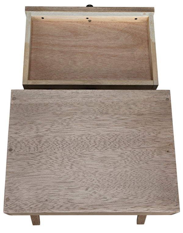 Noir Peter Side Table - Washed Walnut Finish, Modern Design, Compact Storage for Small Spaces & Versatile Use GTAB686WAW