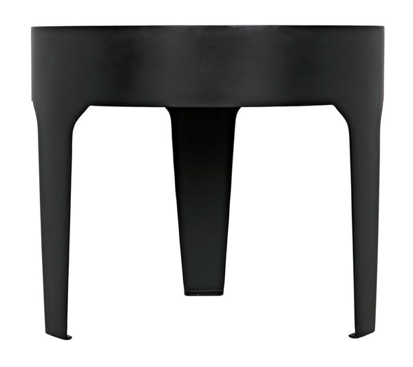 Noir Cylinder Accent Table with Unique Bianco Crown Marble Top and Modern Matte Black Iron Base Large GTAB694MTB