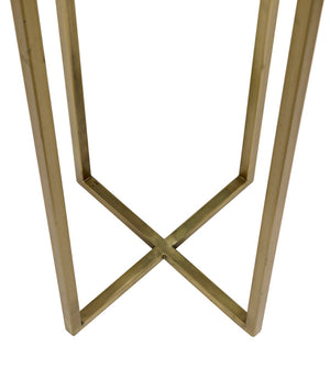 Noir Soho Side Table - Sleek Bianco Crown Marble with Antique Brass, Perfect for Small Spaces & Style GTAB698MB