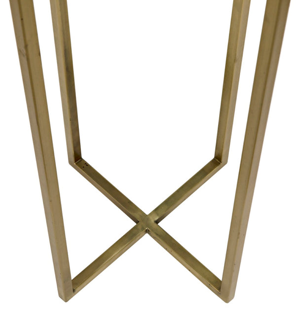 Noir Soho Side Table - Sleek Bianco Crown Marble with Antique Brass, Perfect for Small Spaces & Style GTAB698MB