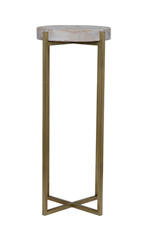 Noir Soho Side Table - Sleek Bianco Crown Marble with Antique Brass, Perfect for Small Spaces & Style GTAB698MB