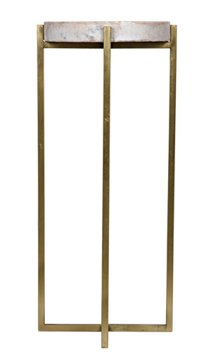 Noir Soho Side Table - Sleek Bianco Crown Marble with Antique Brass, Perfect for Small Spaces & Style GTAB698MB