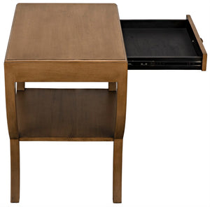 Noir Maude Side Table - Modern Minimalism Meets Classic Craft with Elegant Storage and Brass Accents Saddle Brown GTAB711SB