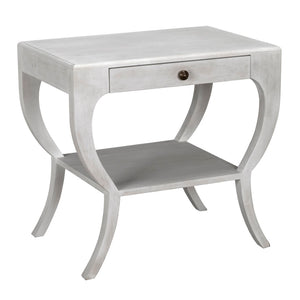 Noir Maude Side Table - Modern Minimalism Meets Classic Craft with Elegant Storage and Brass Accents White Wash GTAB711WH
