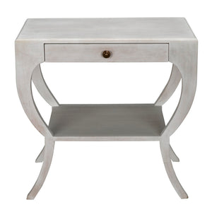 Noir Maude Side Table - Modern Minimalism Meets Classic Craft with Elegant Storage and Brass Accents White Wash GTAB711WH