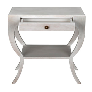 Noir Maude Side Table - Modern Minimalism Meets Classic Craft with Elegant Storage and Brass Accents White Wash GTAB711WH