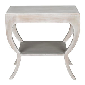 Noir Maude Side Table - Modern Minimalism Meets Classic Craft with Elegant Storage and Brass Accents White Wash GTAB711WH