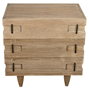 Noir David 32" Rustic Side Table with Tapered Legs – Versatile Accent for Living Rooms and Entryways Washed Walnut GTAB717WAW-S