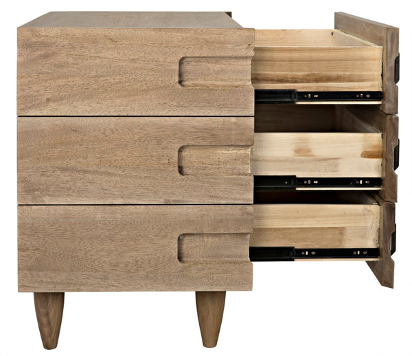 Noir David 32" Rustic Side Table with Tapered Legs – Versatile Accent for Living Rooms and Entryways Washed Walnut GTAB717WAW-S