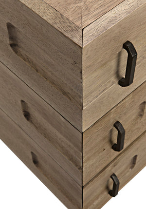 Noir David 32" Rustic Side Table with Tapered Legs – Versatile Accent for Living Rooms and Entryways Washed Walnut GTAB717WAW-S