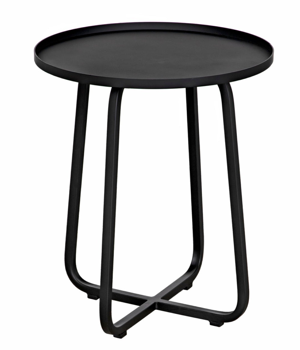 Noir Kimana Handcrafted Black Iron Side Table - Minimalist Accent for Modern Spaces, Durable & Versatile GTAB731MTB