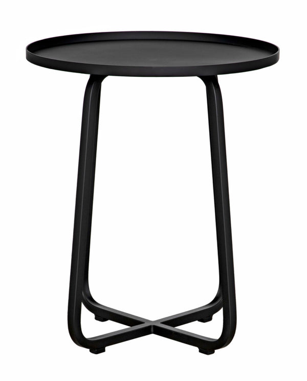 Noir Kimana Handcrafted Black Iron Side Table - Minimalist Accent for Modern Spaces, Durable & Versatile GTAB731MTB