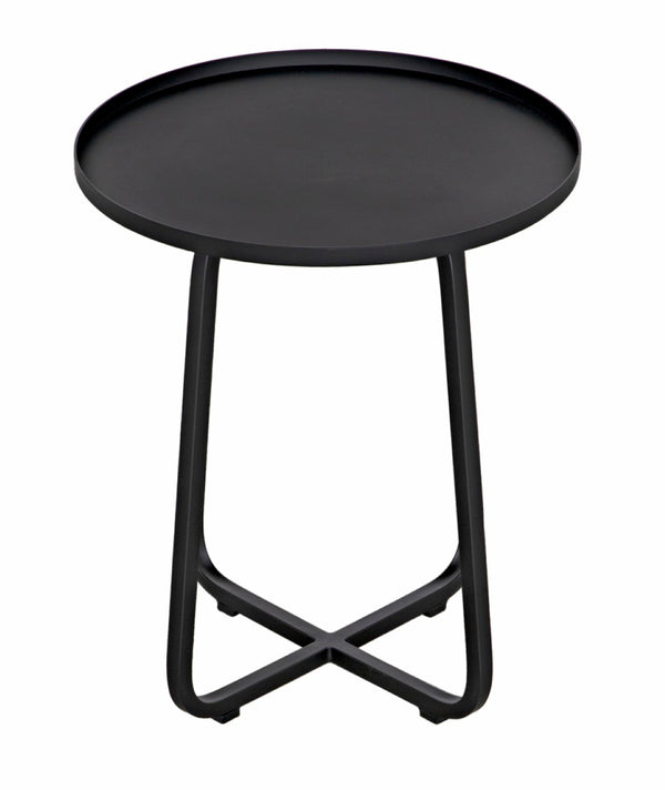Noir Kimana Handcrafted Black Iron Side Table - Minimalist Accent for Modern Spaces, Durable & Versatile GTAB731MTB