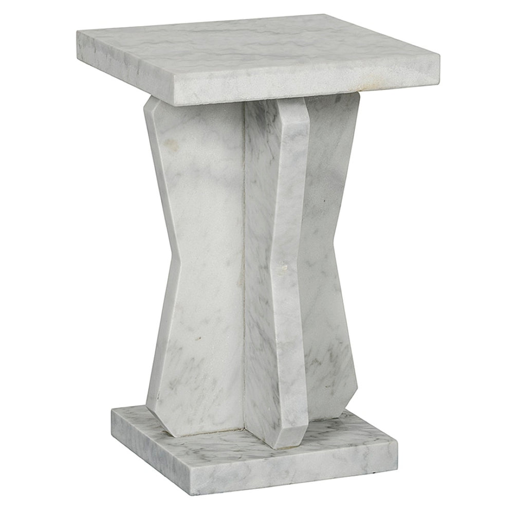 Noir Vasco Side Table - Artisan-Crafted Bianco Crown Marble Accent Table for Modern Elegance & Style GTAB739