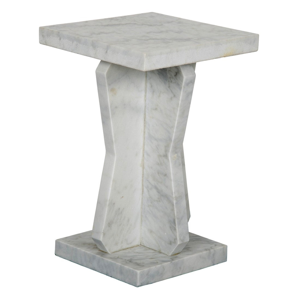 Noir Vasco Side Table - Artisan-Crafted Bianco Crown Marble Accent Table for Modern Elegance & Style GTAB739
