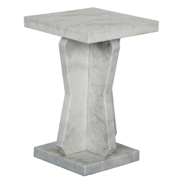 Noir Vasco Side Table - Artisan-Crafted Bianco Crown Marble Accent Table for Modern Elegance & Style GTAB739