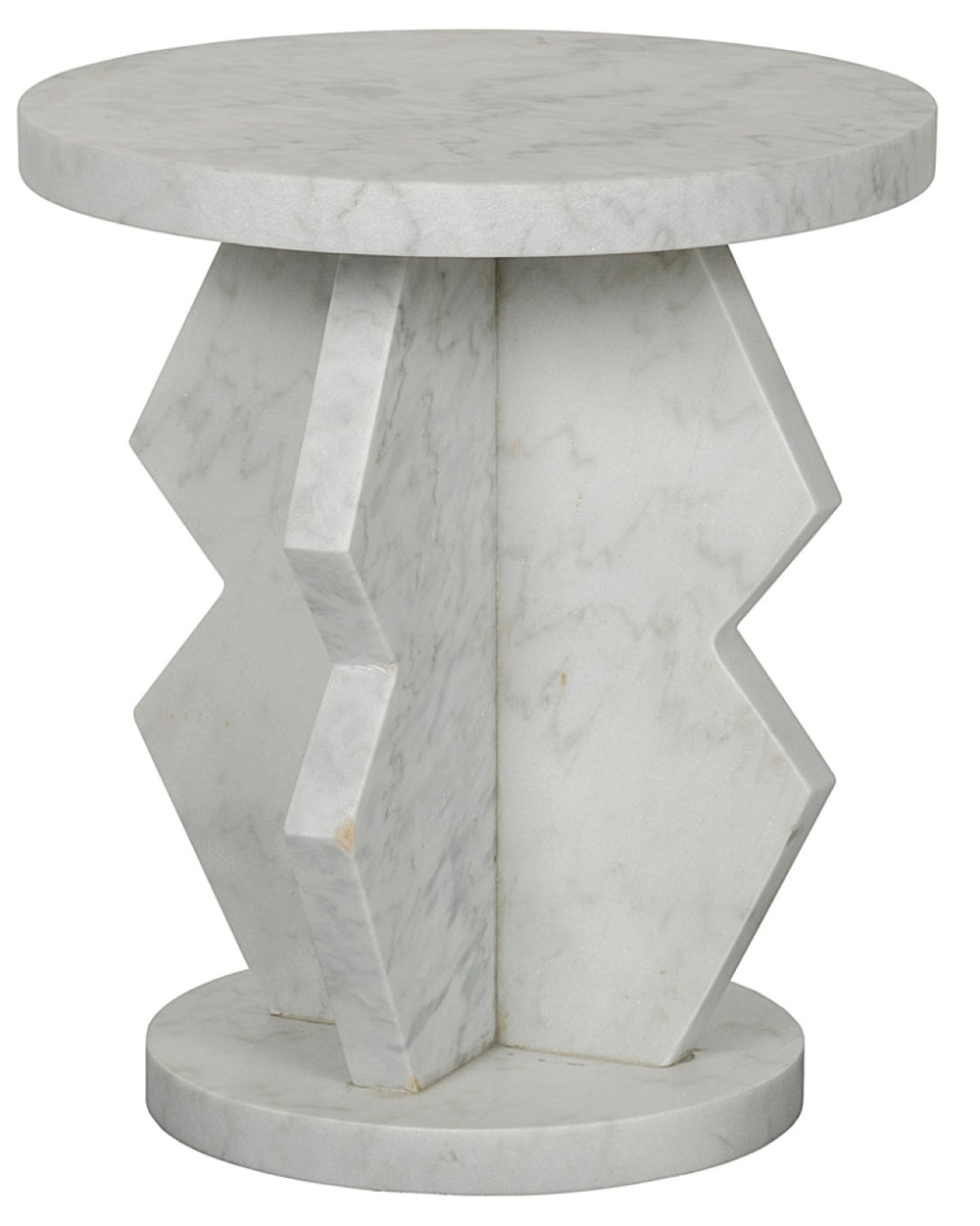 Noir Belasco Side Table - Artisan-Crafted Bianco Crown Marble, Elegant Minimalist Design for Any Space GTAB740
