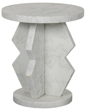 Noir Belasco Side Table - Artisan-Crafted Bianco Crown Marble, Elegant Minimalist Design for Any Space GTAB740