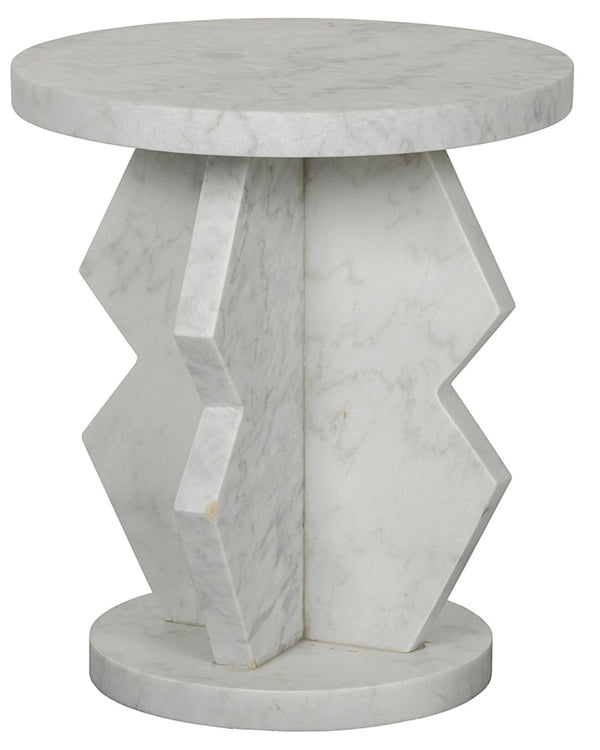 Noir Belasco Side Table - Artisan-Crafted Bianco Crown Marble, Elegant Minimalist Design for Any Space GTAB740