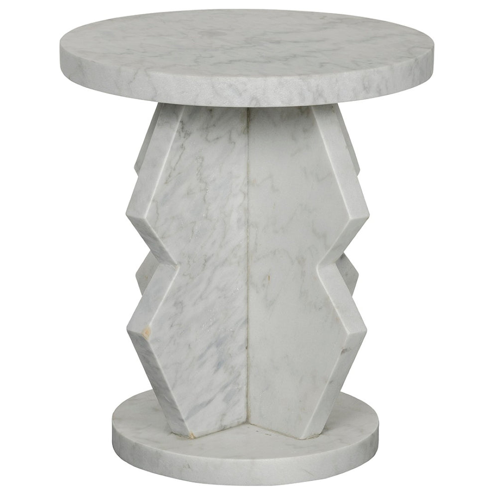 Noir Belasco Side Table - Artisan-Crafted Bianco Crown Marble, Elegant Minimalist Design for Any Space GTAB740
