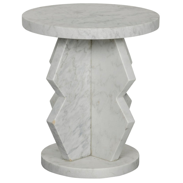 Noir Belasco Side Table - Artisan-Crafted Bianco Crown Marble, Elegant Minimalist Design for Any Space GTAB740