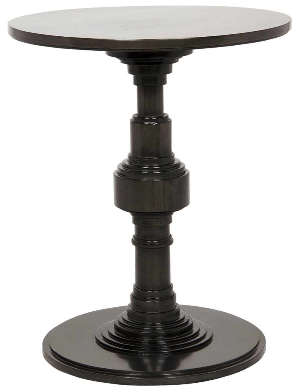 Noir Apollo Side Table - Hand-Carved Mahogany Accent Piece with Pale Finish for Elegant Living Spaces GTAB750P