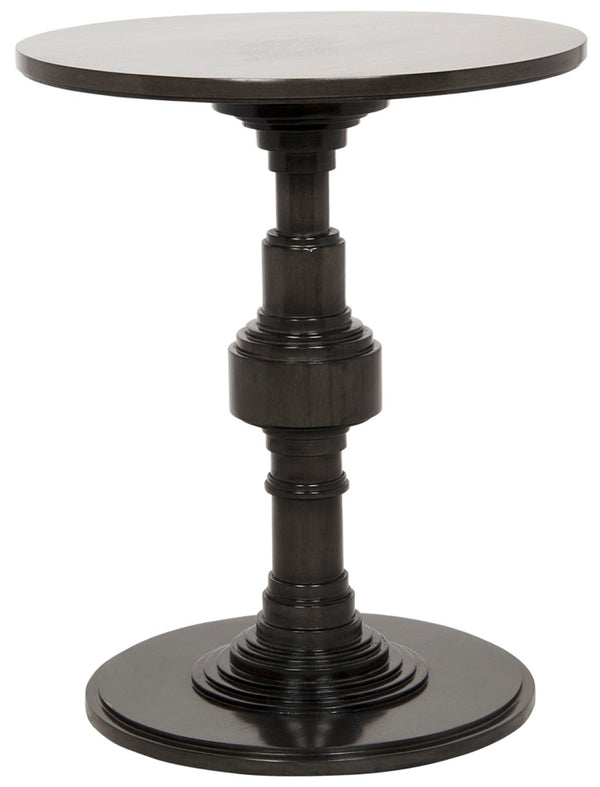 Noir Apollo Side Table - Hand-Carved Mahogany Accent Piece with Pale Finish for Elegant Living Spaces GTAB750P