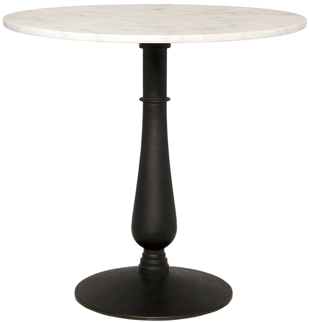 Noir Cobus Industrial Side Table with Bianco Crown Marble Top - Elegant Accent for Any Space GTAB775MTB