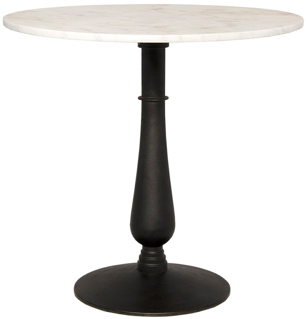 Noir Cobus Industrial Side Table with Bianco Crown Marble Top - Elegant Accent for Any Space GTAB775MTB