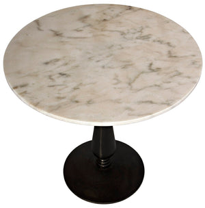 Noir Cobus Industrial Side Table with Bianco Crown Marble Top - Elegant Accent for Any Space GTAB775MTB