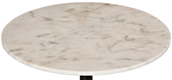 Noir Cobus Industrial Side Table with Bianco Crown Marble Top - Elegant Accent for Any Space GTAB775MTB