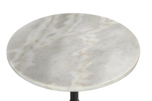 Noir Antonie Side Table: Stunning Bianco Crown Marble Top with Durable Cast Iron Base for Modern Spaces GTAB776MTB