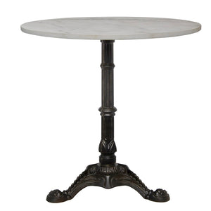 Noir Theresia Side Table - Handcrafted Bianco Crown Marble Top with Sculptural Cast Iron Base for Modern Elegance GTAB777MTB