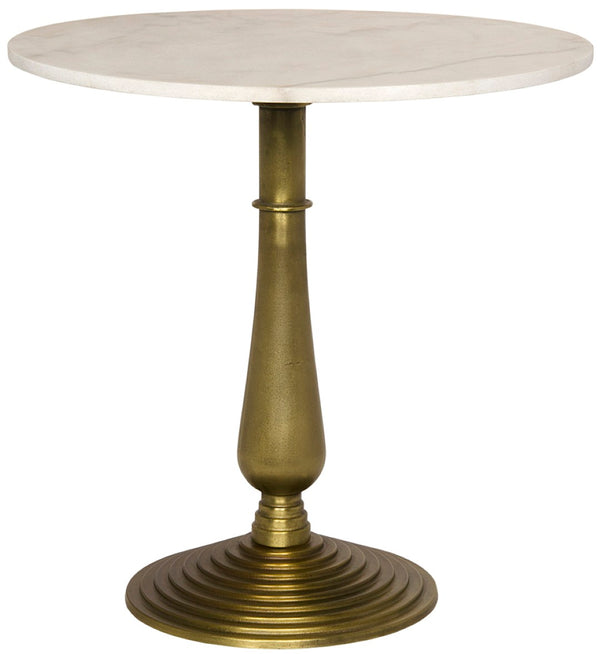Noir Alida Side Table - Elegant Bianco Crown Marble Top & Antique Brass Base for Luxurious Living Spaces GTAB778MB