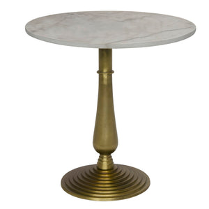 Noir Alida Side Table - Elegant Bianco Crown Marble Top & Antique Brass Base for Luxurious Living Spaces GTAB778MB