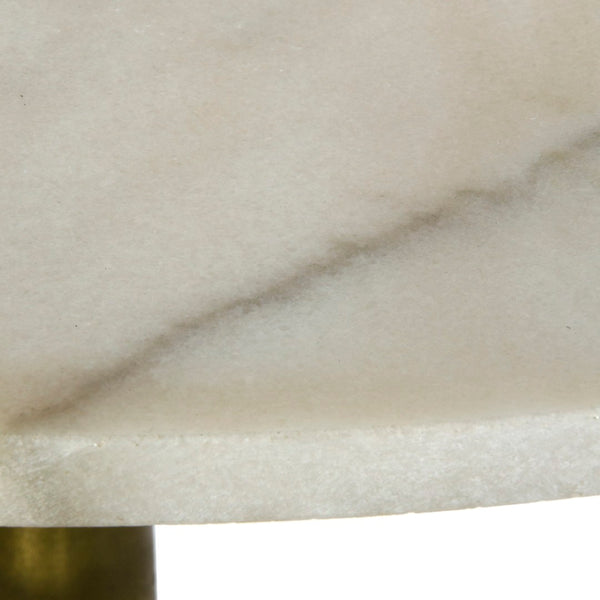Noir Alida Side Table - Elegant Bianco Crown Marble Top & Antique Brass Base for Luxurious Living Spaces GTAB778MB
