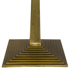 Noir Fadim Side Table - Elegant Bianco Crown Marble Top with Unique Antiqued Brass Pyramidal Base Design GTAB781MB