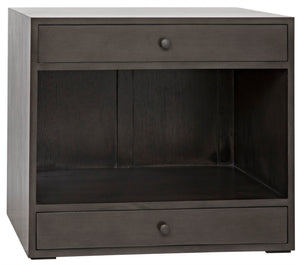 Noir Sumiko Side Table, Pale Neutral Accent with Soft-Close Drawers & Open Shelf for Stylish Storage GTAB787P