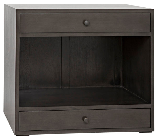 Noir Sumiko Side Table, Pale Neutral Accent with Soft-Close Drawers & Open Shelf for Stylish Storage GTAB787P