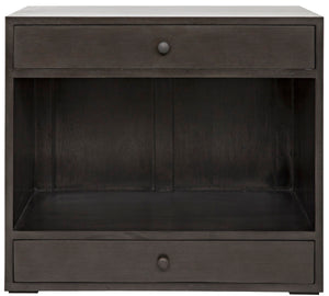 Noir Sumiko Side Table, Pale Neutral Accent with Soft-Close Drawers & Open Shelf for Stylish Storage GTAB787P