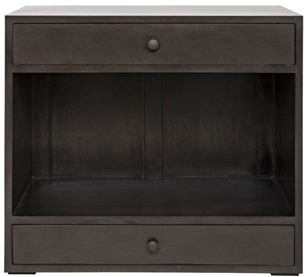 Noir Sumiko Side Table, Pale Neutral Accent with Soft-Close Drawers & Open Shelf for Stylish Storage GTAB787P