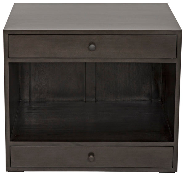 Noir Sumiko Side Table, Pale Neutral Accent with Soft-Close Drawers & Open Shelf for Stylish Storage GTAB787P