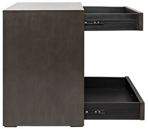 Noir Sumiko Side Table, Pale Neutral Accent with Soft-Close Drawers & Open Shelf for Stylish Storage GTAB787P