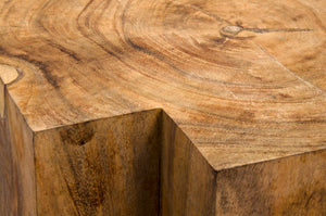 Noir Haru Hand-Carved Teak Side Table - Sculptural Accent with Unique Grain for Every Room & Style GTAB792T