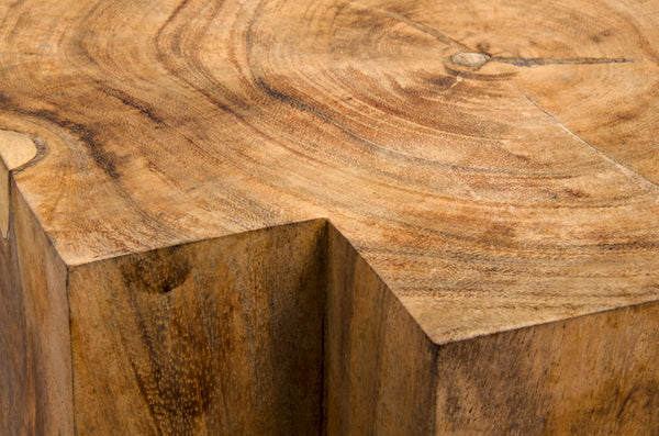 Noir Haru Hand-Carved Teak Side Table - Sculptural Accent with Unique Grain for Every Room & Style GTAB792T